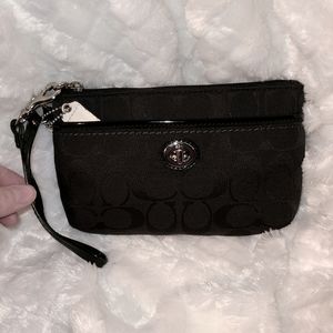 Coach Park Signature Medium Black Fabric Wristlet